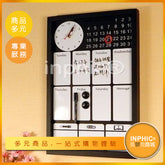 INPHIC-時尚時鐘功能磁性留言板 月曆星期白板豎版 ?含筆和磁吸-IOME001001A